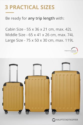 Image of HAUPTSTADTKOFFER - Spree - Hartschalen-Koffer Koffer Trolley Rollkoffer Reisekoffer, Autumn Gold, SET (S+M+L), Suitcase set