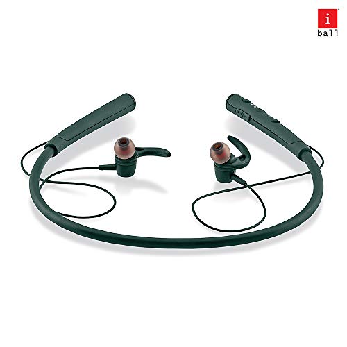 Image of iBall EarWear Base BT 5.0 Neckband Earphone with Mic and 12 Hours Battery Life (Forest Green)