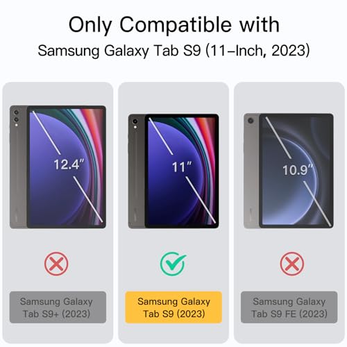 JETech Case for Samsung Galaxy Tab S9 11-Inch with S Pen Holder, Slim Folio Stand Protective Tablet Cover, Multi-Angle Viewing (Black)