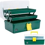 Creahaus 34cm Art Craft Organizer Storage Box with 3 Layers, Multifunctional Plastic Tool Box with Handle for Sewing, Makeup, Medicine, Nail, Hair Accessories for Kids