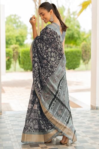 Image of MIRCHI FASHION Women Saree Cotton Blend Kalamkari Printed | Comfortable Office and Regular Daily Use Sari with Unstitched Blouse Piece