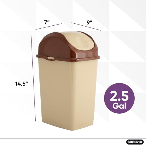 Caneca de basura plástica beige 2.5 galones con tapa basculante miniatura 2