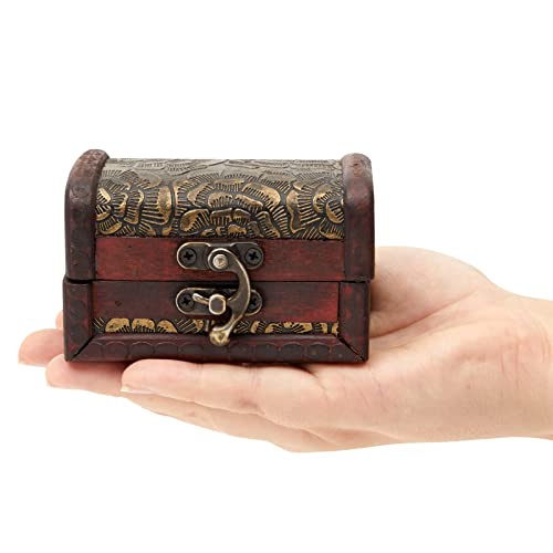 Small Wooden Treasure Chest Box for Storage