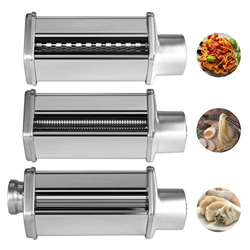 Pasta Maker Attachment for OSTBA Stand Mixer, 3 in 1 Pasta Roller & Fettuccine Cutter and Spaghetti Cutter Set, Stainless Steel Durable Pasta Machine Attachment