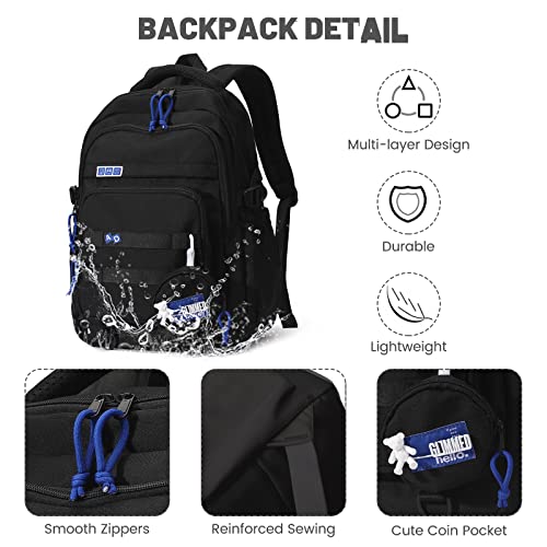 School Backpack for Teen Girls, Large 15.6 Inch Laptop Bookbag, College School Bag for Big Students, Casual Travel Daypack,Black4