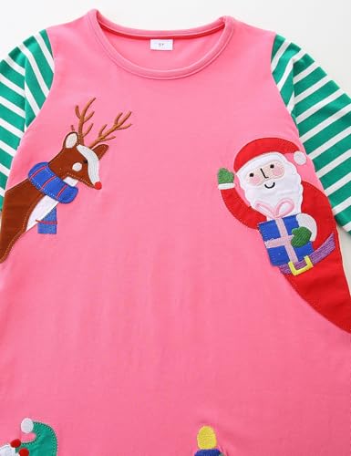 Bumeex Girl's Long Sleeve Dresses Cotton Christmas Cute Embroidery Applique Swing A-Line Casual Tunic Playwear 2-13 Years3
