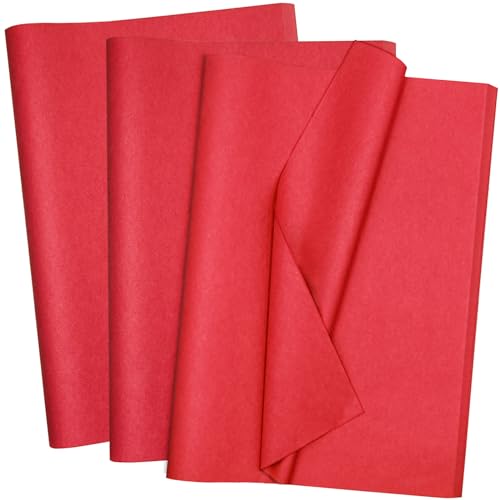Jkopsnr 100 Sheets Red Tissue Paper 20x14 Inches Tissue Paper for Gift Bags Red Wrapping Tissue Paper Bulk for DIY Crafts Birthday Baby Shower Festival Holidays Decorative