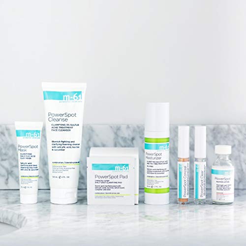 m-61 Powerspot Pads | Quick Spot Clarifying Pad With Salicylic Acid, Tea Tree, Witch Hazel, Aloe. For Blemish-Prone Skin - 30 Treatments