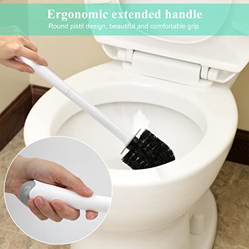 Toilet Brush And Holder, 2 Pack Toilet Bowl Brush And Holder With Long Handle, Plastic Holder Easy To Hide, Drip-Proof, Easy To Assemble, Deep Cleaning #TOP3