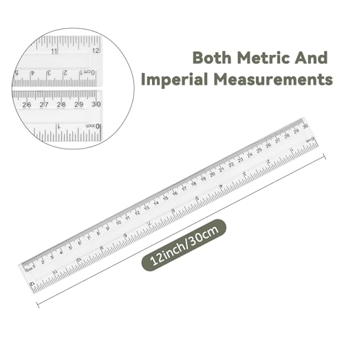 ZUFECY 4 Pack 12-inch Flexible Rulers, 30cm Bendable Translucent Plastic Ruler for School, Office, Art Drawing & Measuring Tools