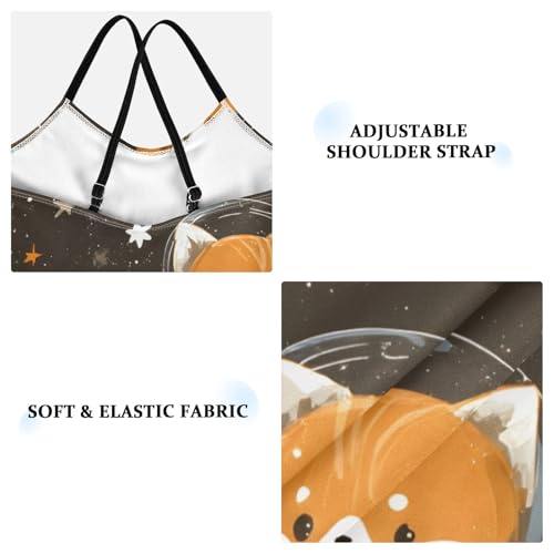 Girls Swimsuit Space Fox Pattern One Piece Swimwear3