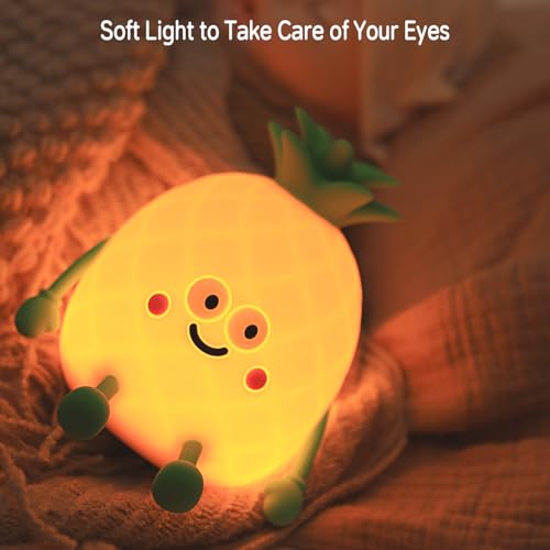 Image of Led Cute Pineapple Night Light, 7 Colors Dimmable Bedside Lamp, Touch Control Night Lamp with Timer for Kids Adults, Used for Camping Party Room Decor (Pineapple)
