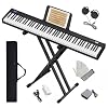 Longeye Piano Keyboard 88 Keys Compact Digital Piano for Beginners with Full Size Semi Weighted Keys, Sustain Pedal, Headphones, Carrying Case (88 Key With Stand, Black)