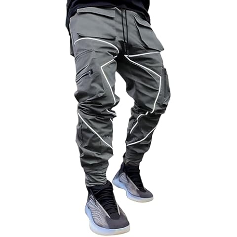 BOOMLEMON Men's Reflective Cargo Jogger Pants Cover