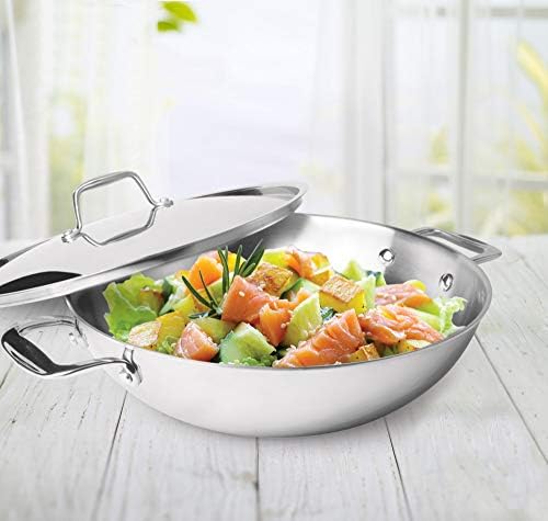 Image of MILTON Pro cook Induction Cookware & Gas Stove Friendly Triply Stainless Steel Kadhai with Lid 18 cm /1.4 Litre | 3 Layer Thick Base | Even & Fast Heating | Less Oil Healthy Cooking | 3 Year Warranty