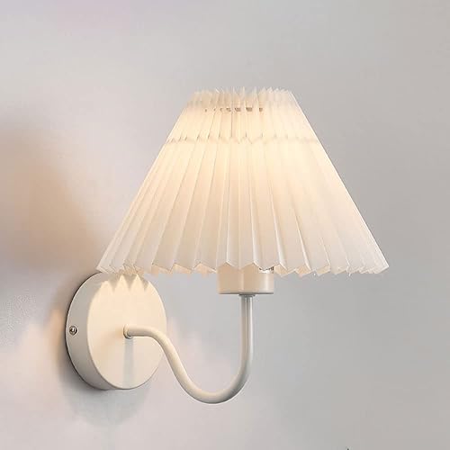 Miniatura 9 de IBalody Lámpara de pared de tela plisada, linterna de pared nórdica para interiores, elegantes apliques de pared de cabecera única, lámpara de pared