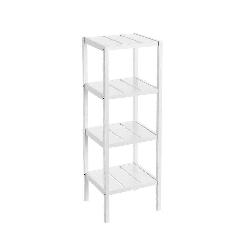 Scaffale da pavimento con 4 ripiani in MDF bianco 37 x 33 x 140 cm