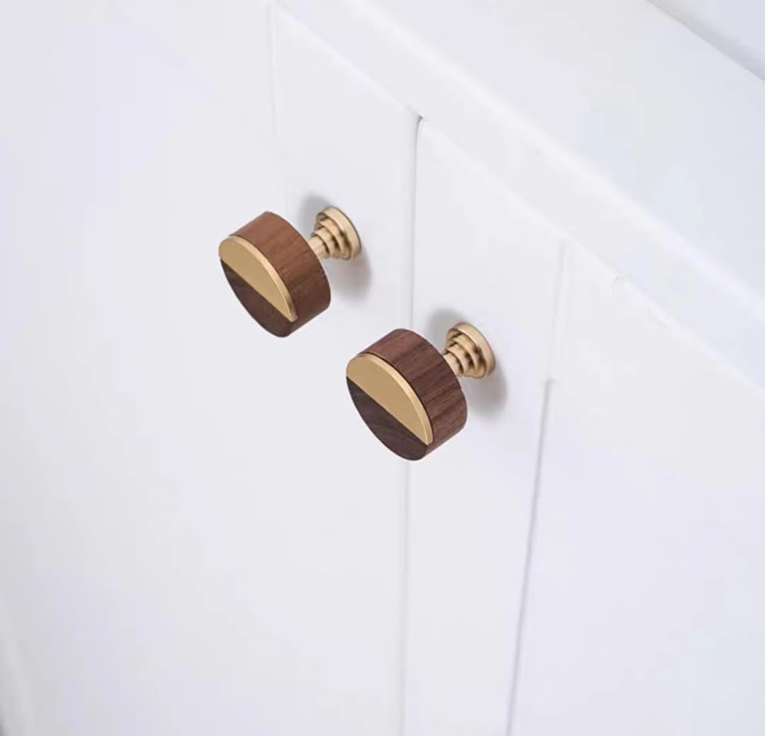 Modern Brushed Brass Gold Round Cabinet Kitchen Knobs Dresser Drawer Cupboard Pulls Furniture Hardware 4Pack (4 Pack,25x20mm), Knobs - Canada