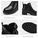 DOBOLIN Wide Width Black Chelsea Ankle Boots Women Low Heel Short Boots Fashion Zipper Lug Sole Fall Booties, US Size 8.5