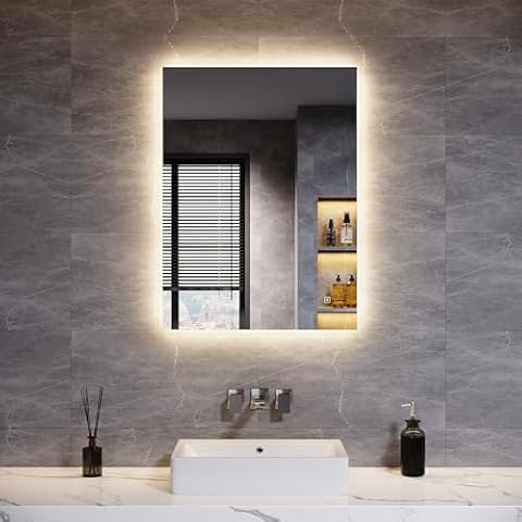 ELEGANT Backlit LED Bathroom Mirror with Shaver Socket Cover