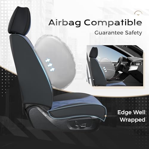 Image of Coverado Car Seat Covers Full Set, Seat Covers for Cars, Front Seat Covers and Back Seat Cover Waterproof Leather Automotive Seat Cover, Universal Car Interior Protectors Cushion for Most Cars