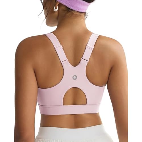 RUNNING GIRL Sports Bra for Women,Adjustable Straps Molded Cup High Impact Sports Bras for Women with Sewn in Pads Pink XX-Large