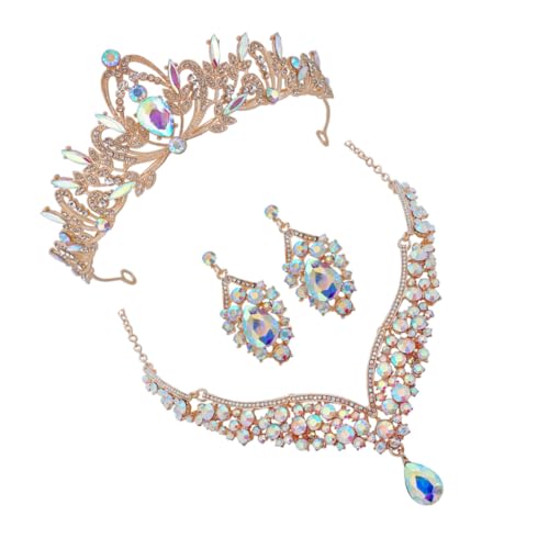 Juego de joyería nupcial con tiara collar y pendientes IMIKEYA para bodas