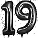 OFFCUP Luftballon Zahlen 19, Schwarz 19 Geburtstag Zahlen Ballon 101cm Groß Folienballon 40 Zoll Helium Ballons zum Mädchen Junge Geburtstag Party Deko Abschluss Jubiläums（19, Schwarz）