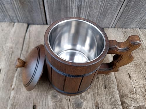 Jarra de Cerveza de Madera con Tapa 600ml miniatura 5