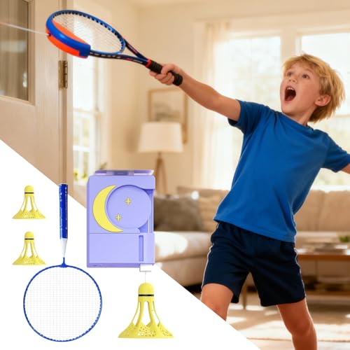 Máquina de entrenamiento de bádminton portátil con lazo elástico ajustable para pisos 3