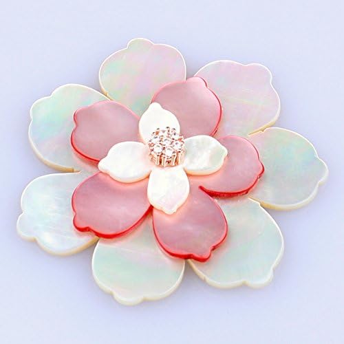 Mother of Pearl Pink White Flower Petal Design Shell Brooch Pendant Pin