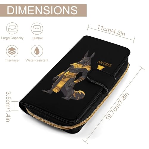 Anubis Black And Gold Womens PU Leather Wallet Long Purse Clutch Organizer for Office Travel2