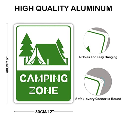 Panneau avertissement camping extérieur imperméable 40x30cm