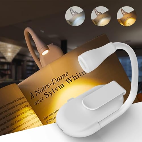 One94Store Mini Clip-On Reading Lamp – USB Rechargeable, Eye-Caring Night Light with 3 Light...
