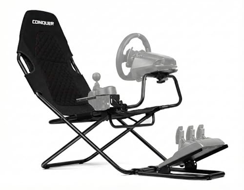 Conquer Racing Simulator for Logitec, Thrustmaster, Fanatec, Portable Folding Race Sim Cockpit for...