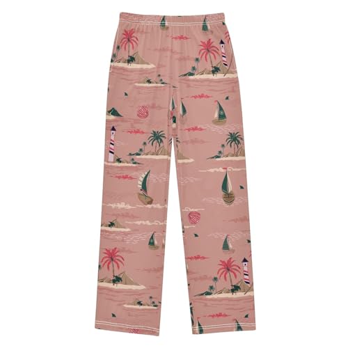 ZZXXB Lighthouse Boat Boys Long Pants Soft Trousers Elastic Waist Kids Lounge Bottoms with Pockets S-XL