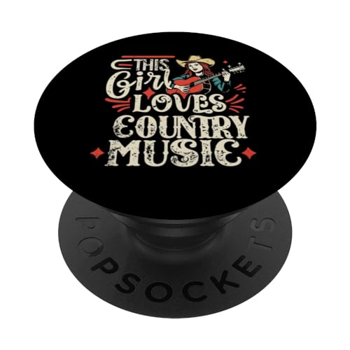 Womens This Girl Loves Country Music Vintage Concert Gifts PopSockets PopGrip Adhesivo