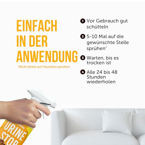 Petsly® Hunde & Katzenabwehrspray 500ml - Nicht färbend, Innen & Außen