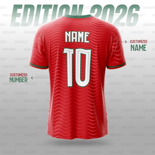 Image of YOURJERSEY Football World Cup 2026 Football Jersey All Team Jersey Custom Name & Number Print | Fan Personalised T-Shirt Sizes for Kids 2Y to Adults 4XL