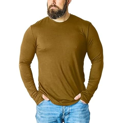 Merino 365 OG Longsleeve 100% Merino Baselayer Thermal Shirt with Thumbloops, Large, Ochre Cover