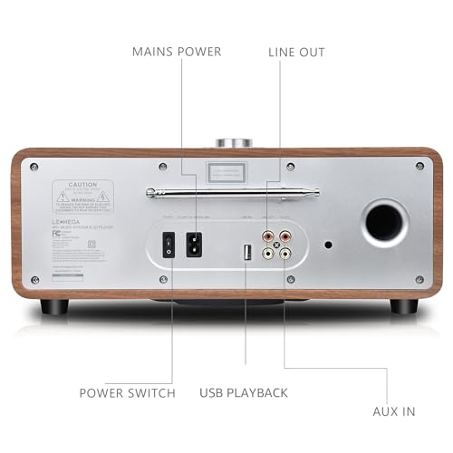 LEMEGA M5P 35W Premium Music System,CD Player,FM Digital Radio,WiFi Internet Radio,Spotify Connect,Bluetooth Speaker,Headphone-Out,Clock Alarms,Colour Display,Remote & App Control – Walnut