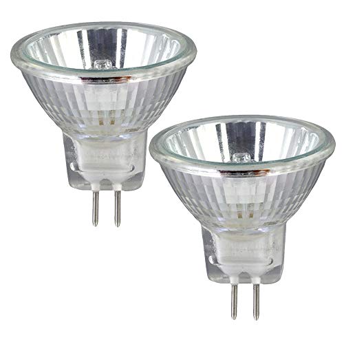 2 Pack Clear MR11 12Volt 20Watt G4 Bi-Pin Base, Precision Halogen Reflector Fiber Optic Light Bulb 20W 12V Halogen Bulb With UV Glass Cover, Halogen Flood Light Bulb Warm White 3000K Dimmable By Bluex