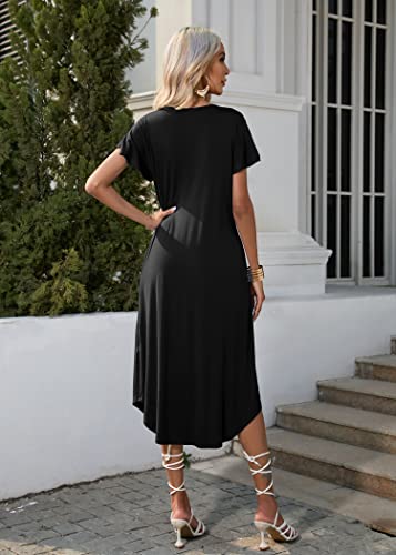 Image of Ekouaer Long Nightgowns for Women with Pockets Short Sleeves Moo Moos for Women Casual Maxi Dress House Dresses S-XXXL