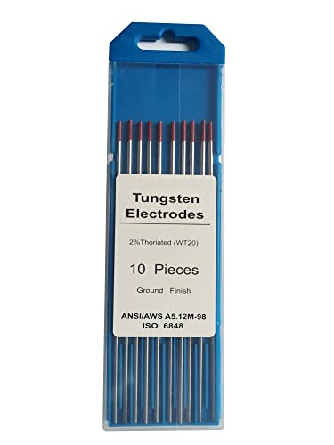 TIG Welding Tungsten Electrodes Diam.2.0mm, with 2% Thorium, WT20(Red) Thorium Tungsten Welding Rods, 2.0mm x175mm 10pcs Pack - Image 2