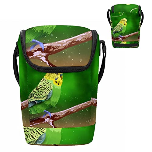 JAVENPROEQT Bolsa de almuerzo grande reutilizable para mujeres y hombres, hermoso periquito en el árbol, bolsa de hombro portátil para bebidas de vino, bolsa de picnic para la playa