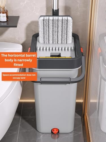 Image of Mop Bucket Heavy Quality Floor Mopp with Bucket, Aluminium pad,Flexible Kitchen tap Flat Squeeze Cleaning Supplies 360 Flexible Mopp Head /2 Reusable Pads Clean Home Floor Home Effective DC2