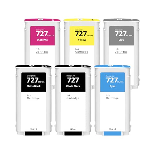 Cartouche HP 727 130 ml compatible noire et couleur pour imprimante DesignJet T900 T1500 T2500