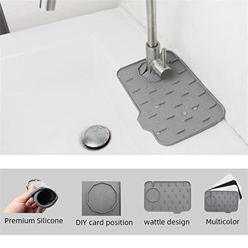 2-Pack Bytelive Silicone Sink Mat, Mini Sink Splash Guard And Soap Sponge Holder For Kitchen Countertop Protect With Self Draining Design (Gray+Gray, 8.3" X 5.7") #TOP7
