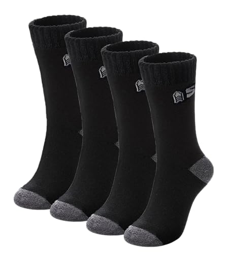 LENZI - Socks - 2 Pairs Crew Merino Wool Hiking Socks - Thermal Cushioned Footbed - Moisture-wicking Warm Winter Boot Socks for Men and Women Itch-free Elastic Fit