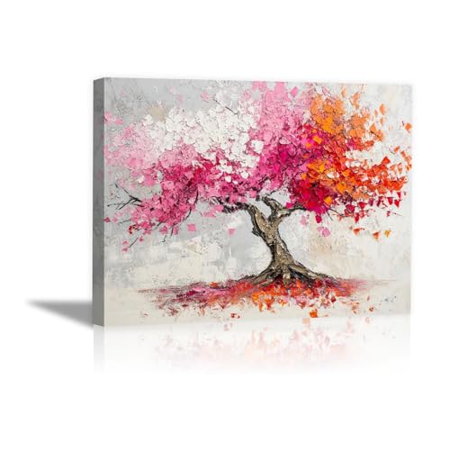 Tenture murale arbre de la vie rose aquarelle DunPei